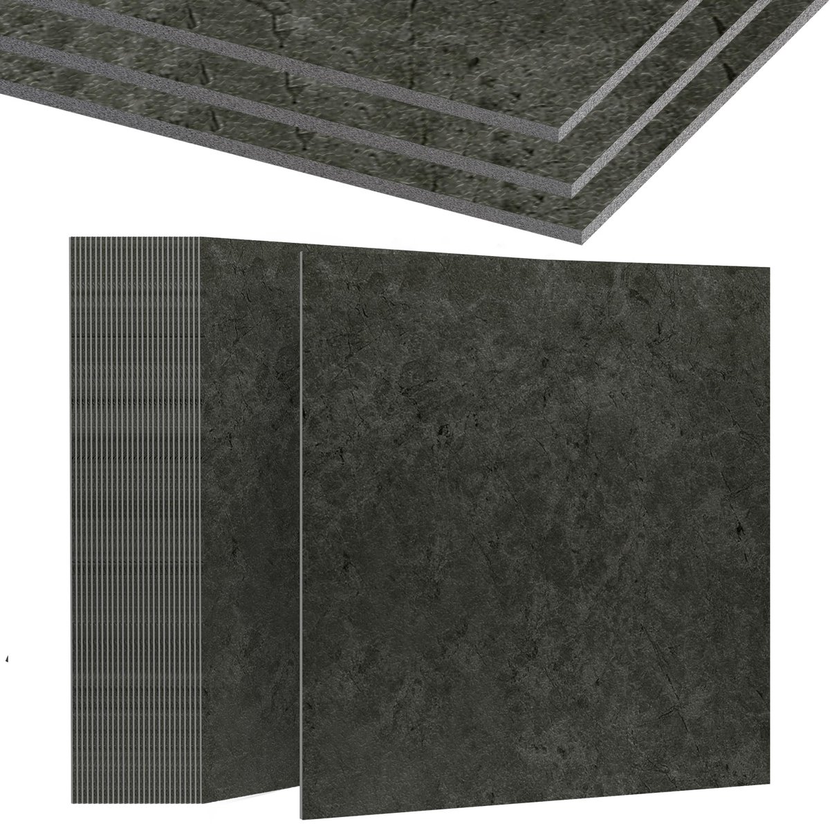 Froadp 27 stuks PVC-vloerbedekking Zelfklevend 2,51 m² Vinylvloer Vloertegels Zelfklevende tegels 30x30 cm Vinyl vloerbedekking Laminaat Waterdicht Antislip PVC-tegels Tegeloptiek Donkergrijs