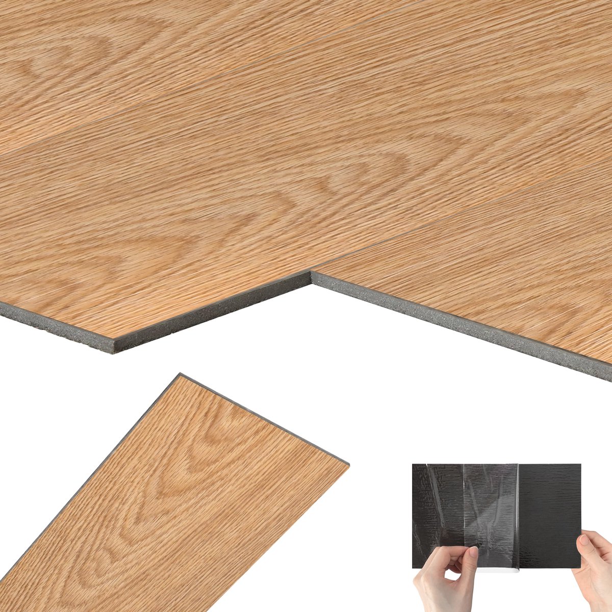 Froadp PVC-vloerbedekking 2,5 m² in houtbruin Zelfklevende tegels Vinylvloer kliksysteem Vinylvloerbedekking met houteffect voor vloerverwarming 18 tegels - 91,44 cm x 15,24 cm x 2 mm