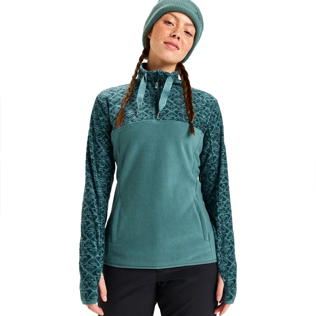Roxy Sayna Fleece Met Halve Rits Vrouw Sea Pine Roxygram Tonal