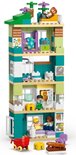 Haute tour Duplo de 4 étages, verte et turquoise, avec des figurines.