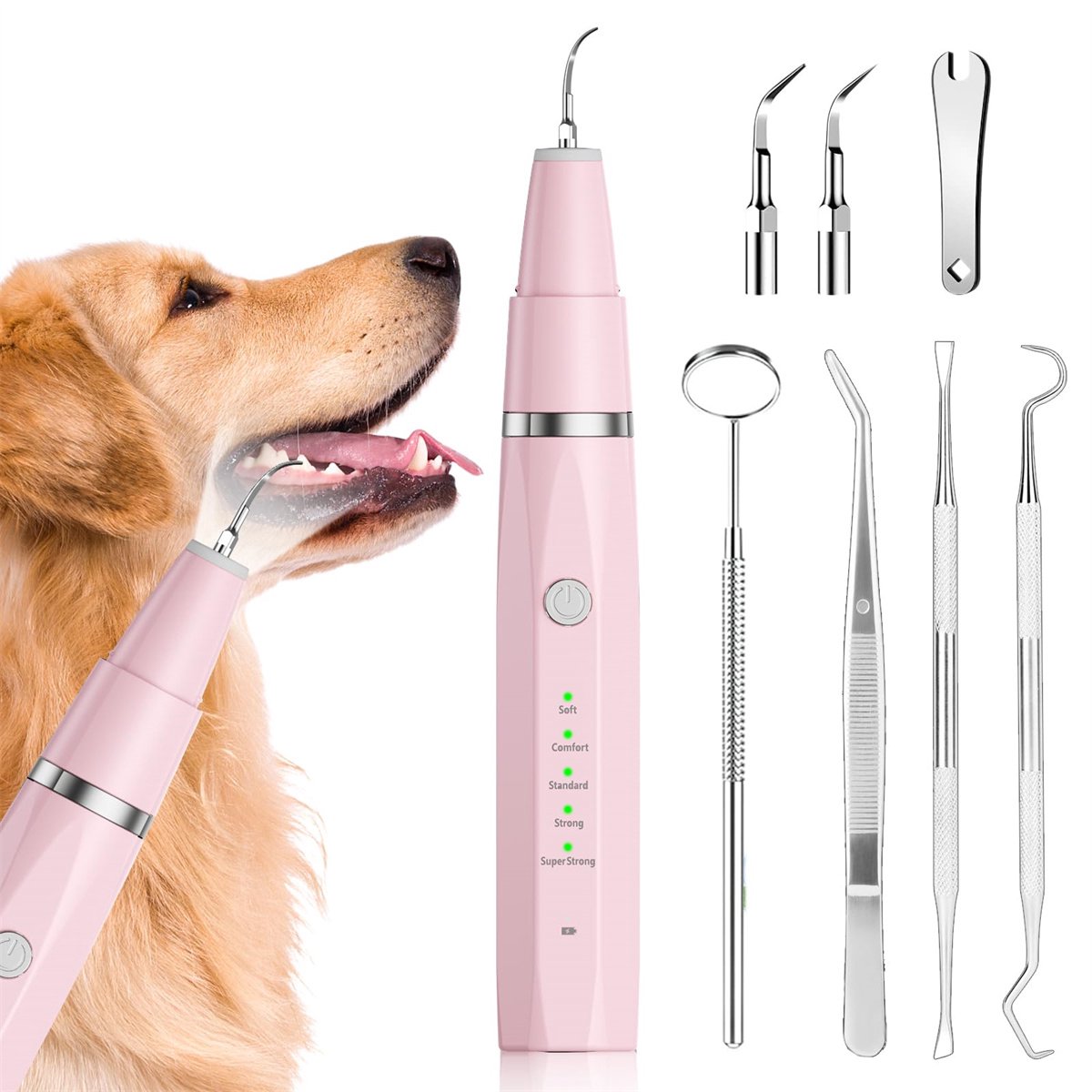 Ynkkvre -Ultrasone Tandreiniger voor Huisdieren – IPX8 Waterdicht – 5 Modi voor Honden & Katten – USB Oplaadbaar – Pijnloze Mondverzorging