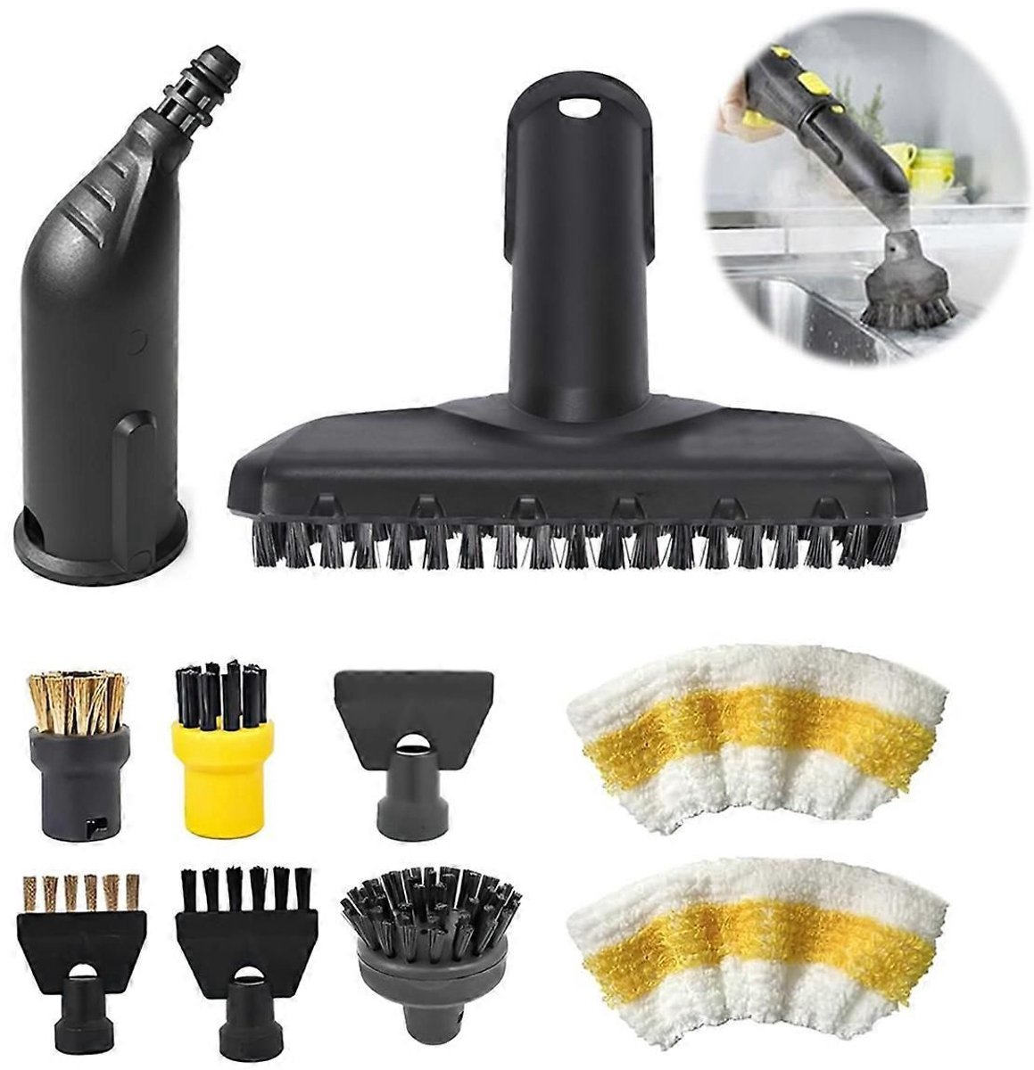 Geschikt voor Karcher SC1 SC2 SC4 SC5 stoomreinigingsdoek, mophoes, nylon, koperborstel, accessoire set - Stijl 15