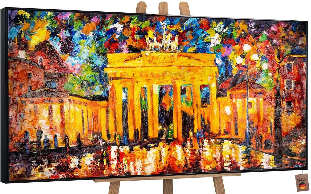 Canvas schilderij groot handgeschilderd Brandenburger Tor Berlijn architectuur – YS-Art Gallery – Stijlvolle wanddecoratie voor woonkamer – Modern schilderij voor kantoor en hal