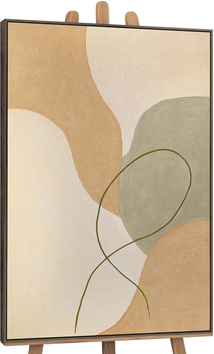 YS Canvas schilderij 140x100 cm handgeschilderd vervlechting – YS-Art Gallery – Lijst: Grijs – Luxe wanddecoratie Grey