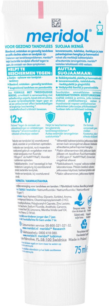 Meridol - Tandpasta Tandvleesbescherming - 3 x 75 ml - Voordeelverpakking