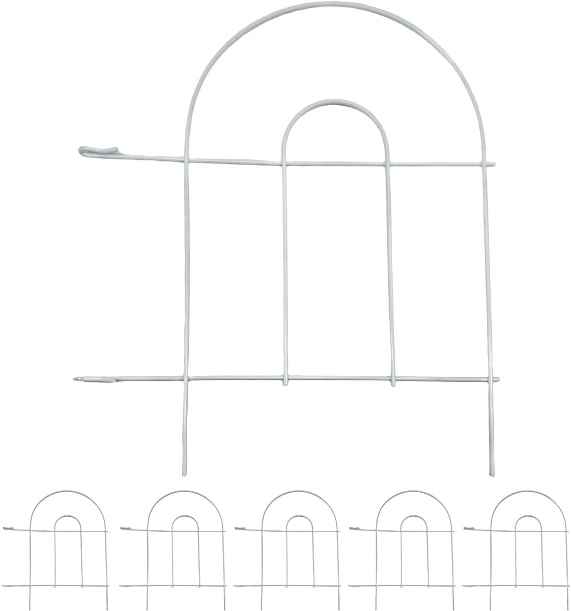 Tuinhekje - 6-delige set - 45 × 40 cm - metaal - wit