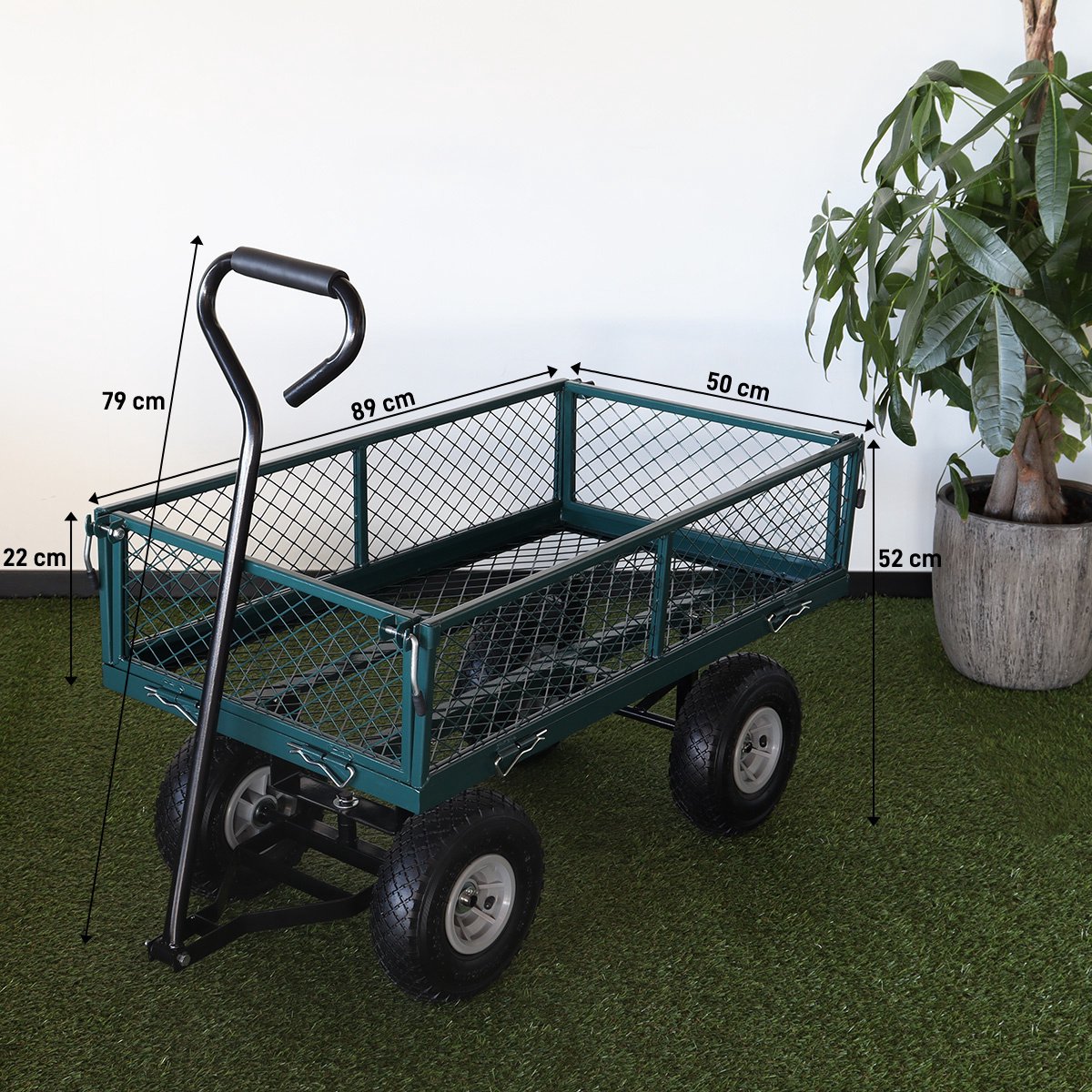 Bol.com Lizzely Garden & Living Bolderkar Bolderwagen - handwagen groen - 150 kg aanbieding
