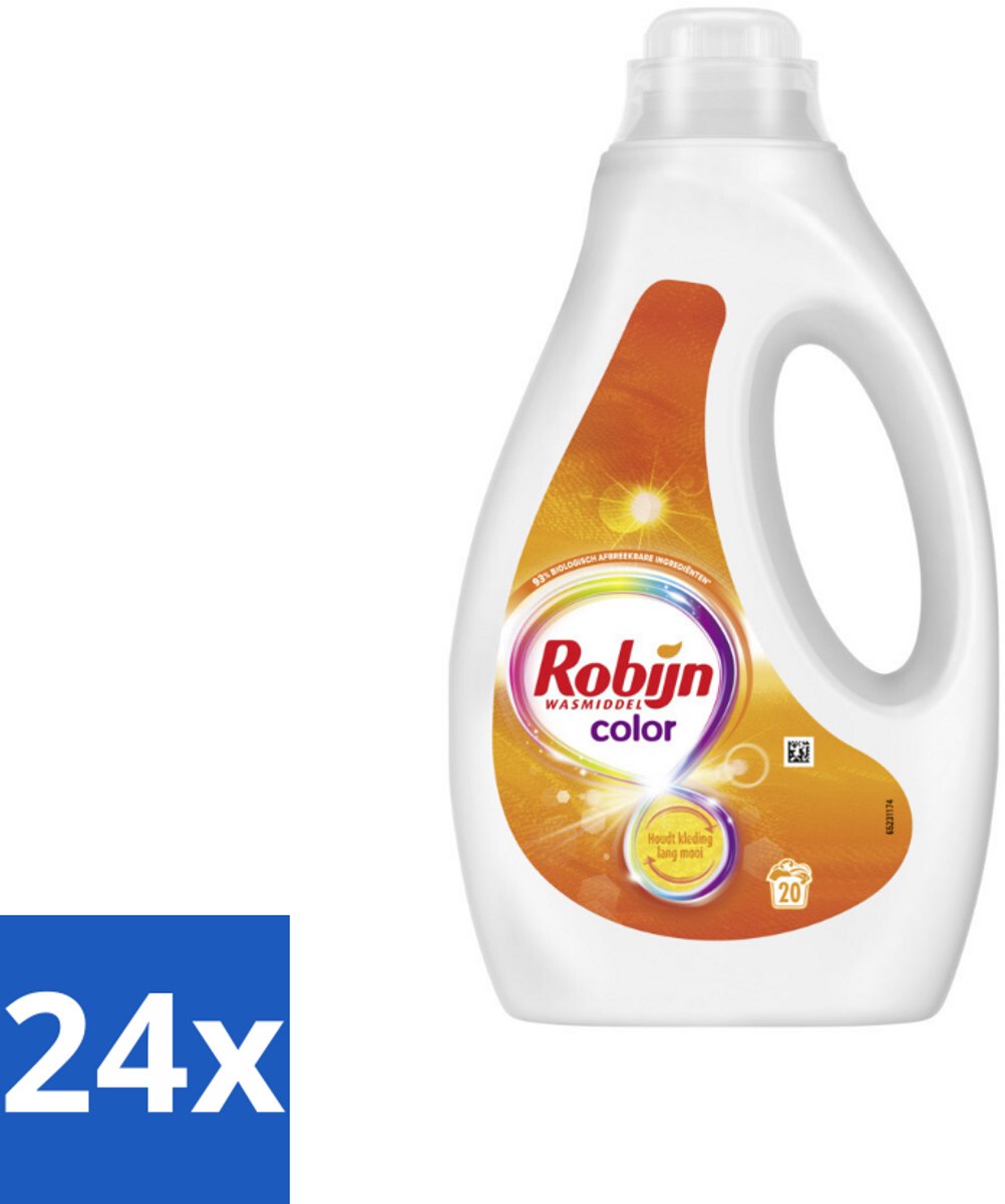 24 x Robijn - Color - Vloeibaar Wasmiddel - 20 Wasbeurten - Wasmiddel - Kleurwas - Wasverzachter - Biologisch Afbreekbaar - Duurzame Verpakking