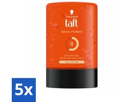 5 x Taft - Maxx Power 8 - Styling Gel - Langdurige fixatie - 300 ml - Styling Gel Voor Mannen - Langdurige Fixatie - Hold Level 8/15 - Haar Fixatie - Stijl Voor Korte Kapsels