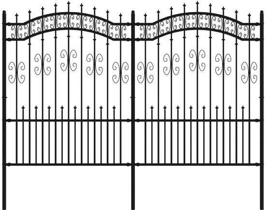 vidaXL Clôture de jardin avec piquets 190 cm Acier enduit de poudre Noir