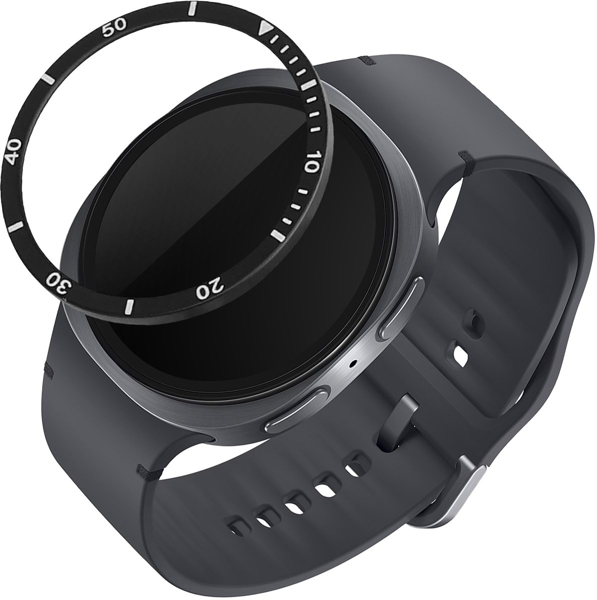 kwmobile Beschermende Ring geschikt voor Samsung Galaxy Watch 8 (40mm) Fitness Tracker - Bezel Ring voor smartwatch - Beschermring voor smartwatch in zwart / zilver.