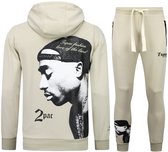 Tupac Trainingspak - 2Pac Joggingpak Hoodie Heren - Huispak Heren Volwassenen - 663- Bruin