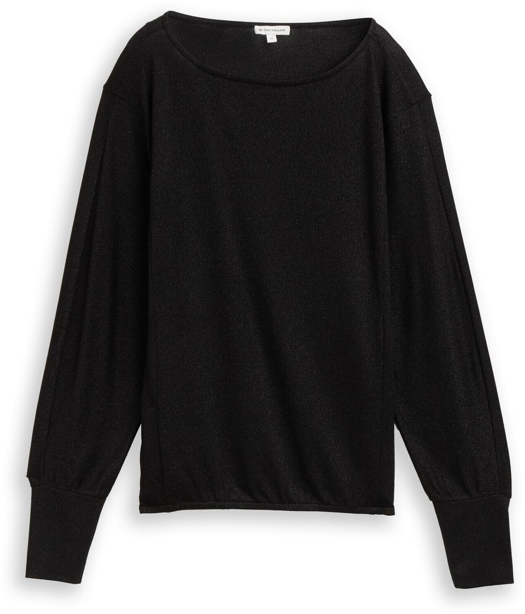 Tom Tailor - Loose fit shirt met lange mouwen en glitter-effect - Maat L - deep black