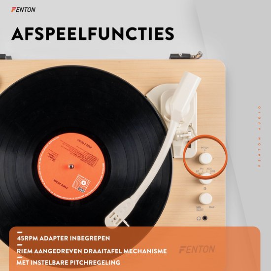 Platenspeler Bluetooth (in/uit) - Fenton RP162S - retro platenspeler met speakers (stereo) en mp3 speler - Beige — afbeelding 4