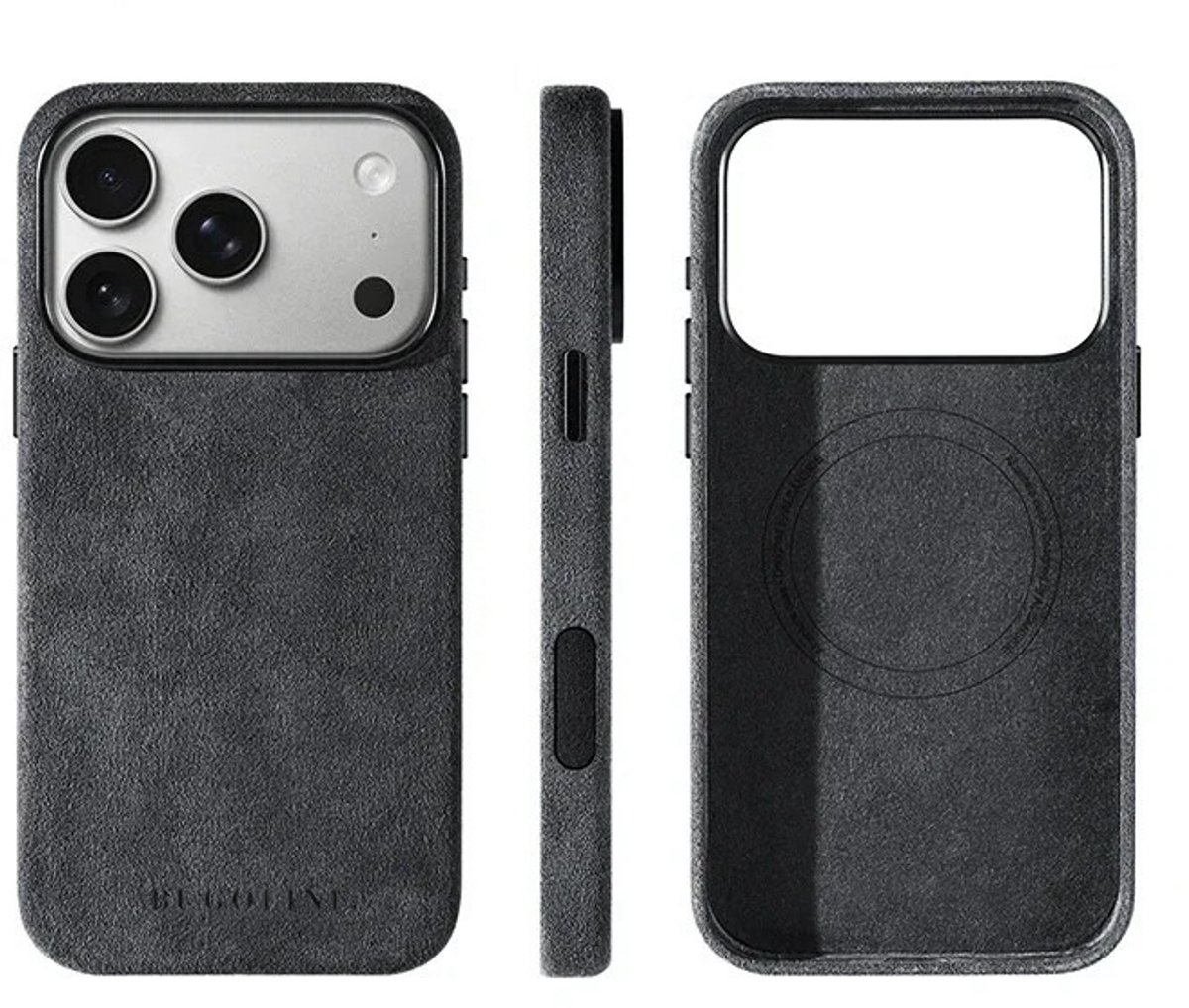 BUGOLINI Alcan-X - Magnetische Alcantara Case Hoes Geschikt voor iPhone 17 Pro - 9002 Alcantara Italy - Zwart