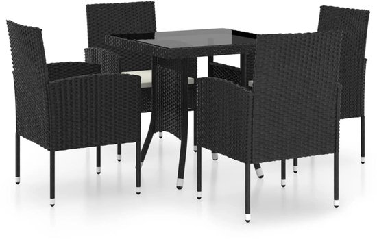 vidaXL Ensemble de jardin 5 pièces Poly Rotin Noir