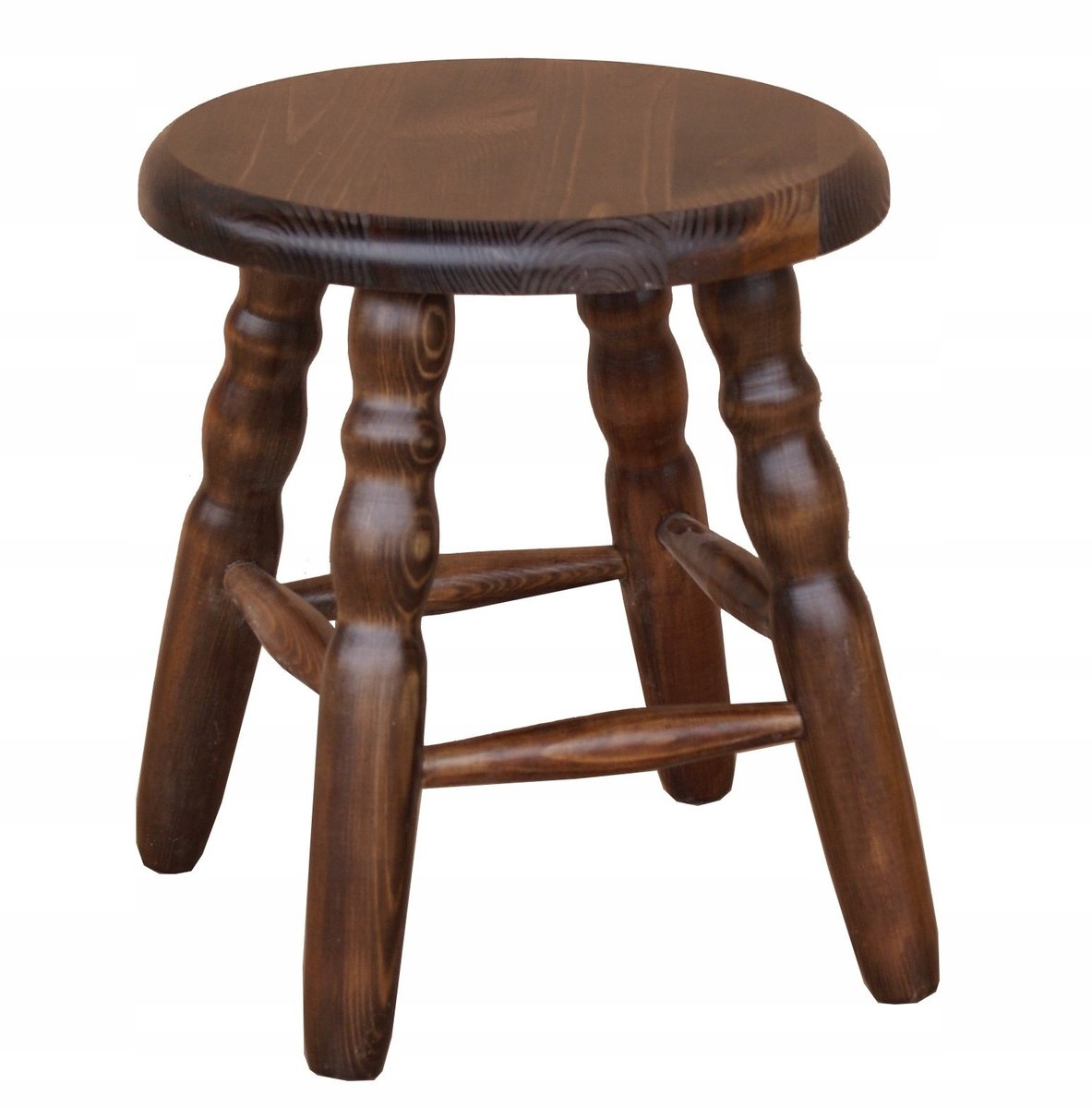 Houten Kruk met Gedraaide Poten - Bruin (Noten)