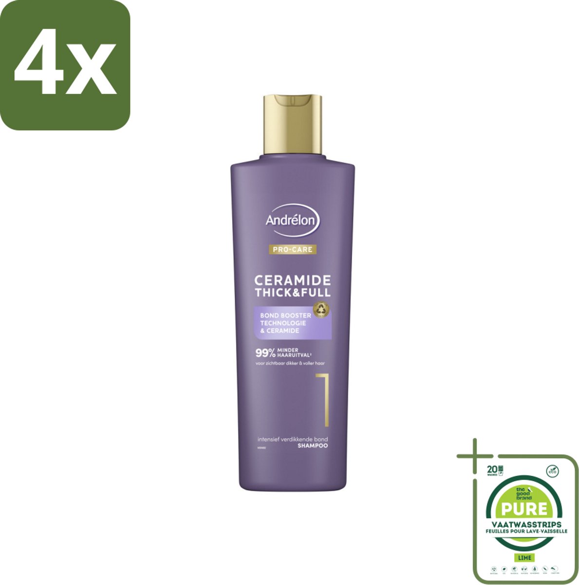 Andrélon – Shampoo – Pro Care – 250 ml - Voordeelverpakking - 4 stuks - Dikker haar - Versterkt haar