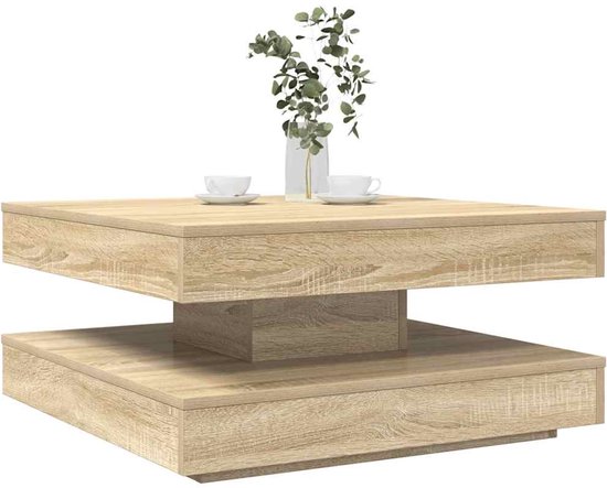 vidaXL - Table basse - 360 degrés - rotative - 70 x 70 x 34,5 cm - couleur chêne Sonoma