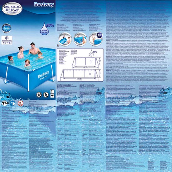 Bestway Steel Pro rechthoekig zwembad 259 x 170 x 61 cm