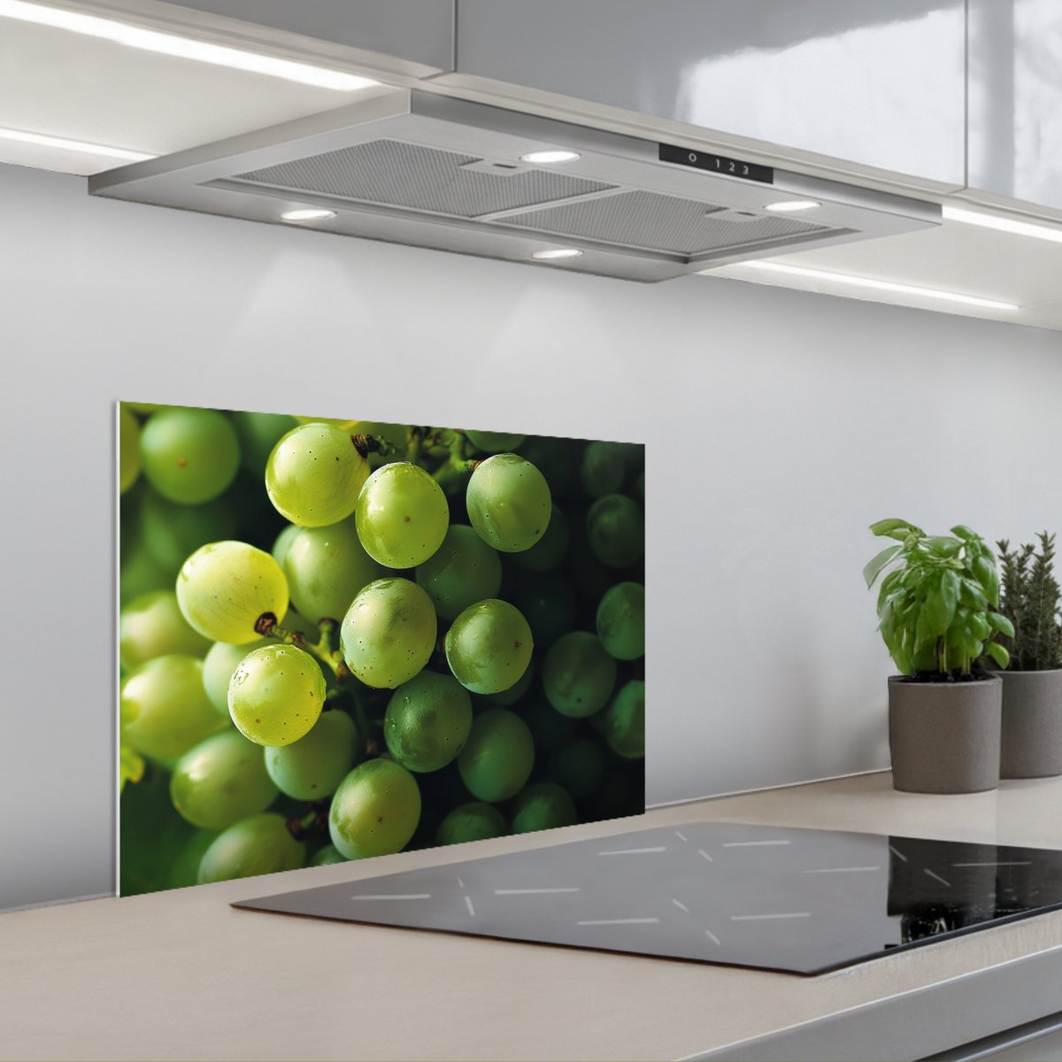 KitchenYeah Spatscherm 60x45 cm Zelfklevende achterwand Druiven Tros Groen Keuken muurbeschermer Spatwand fornuis