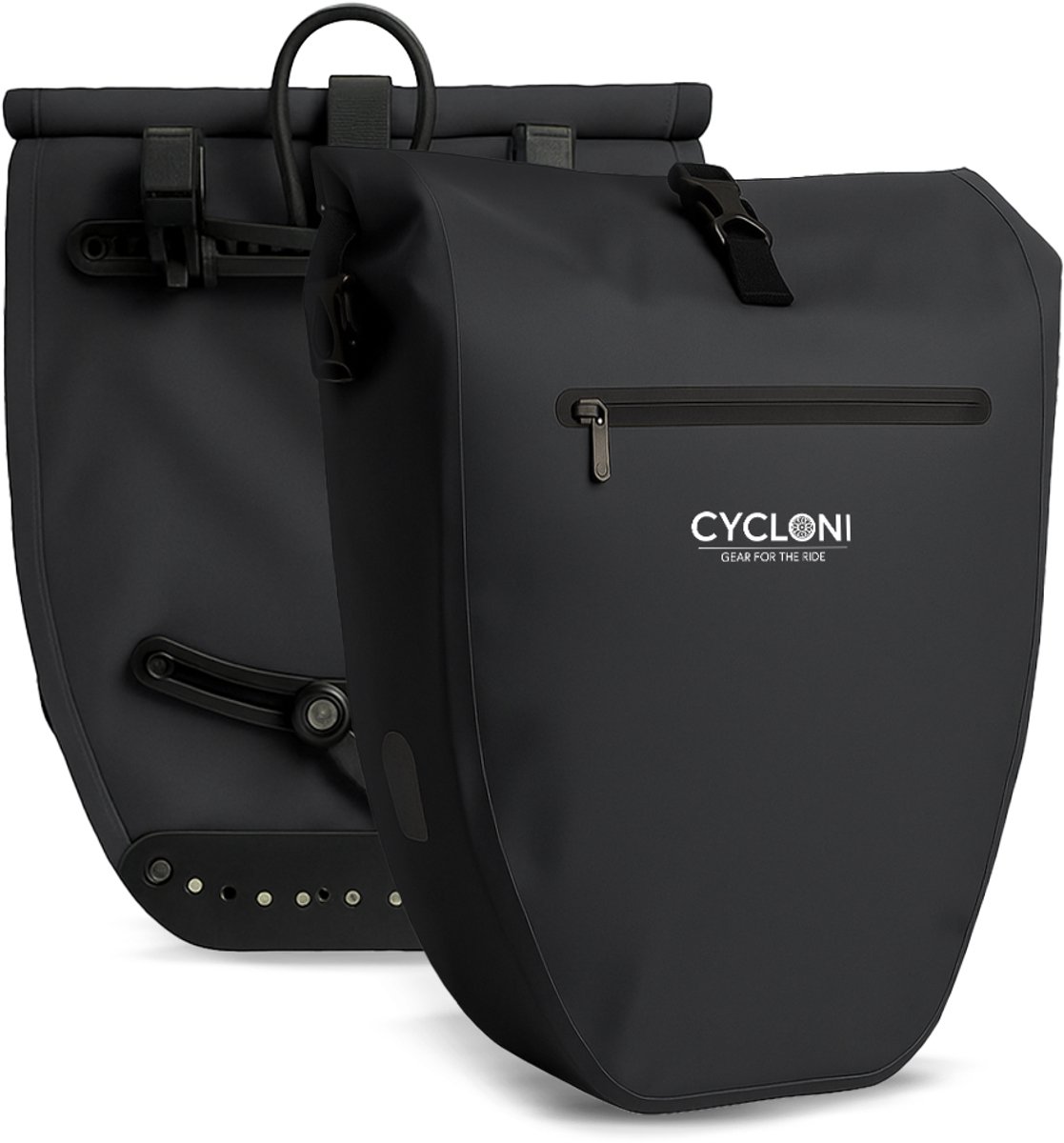 Cycloni Ridge Luxe E-bike Fietstas 28L - Waterdicht & Lichtgewicht - Pakaftas met Schouderband en Laptopvak - Zwart