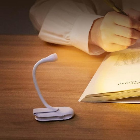 Universele, oplaadbare leeslamp met warm witte LED-clip voor leesbedden, leeslamp met instelbare helderheid, oogvriendelijk (wit) voor gebruik 's nachts. van TEAMPD — afbeelding 4
