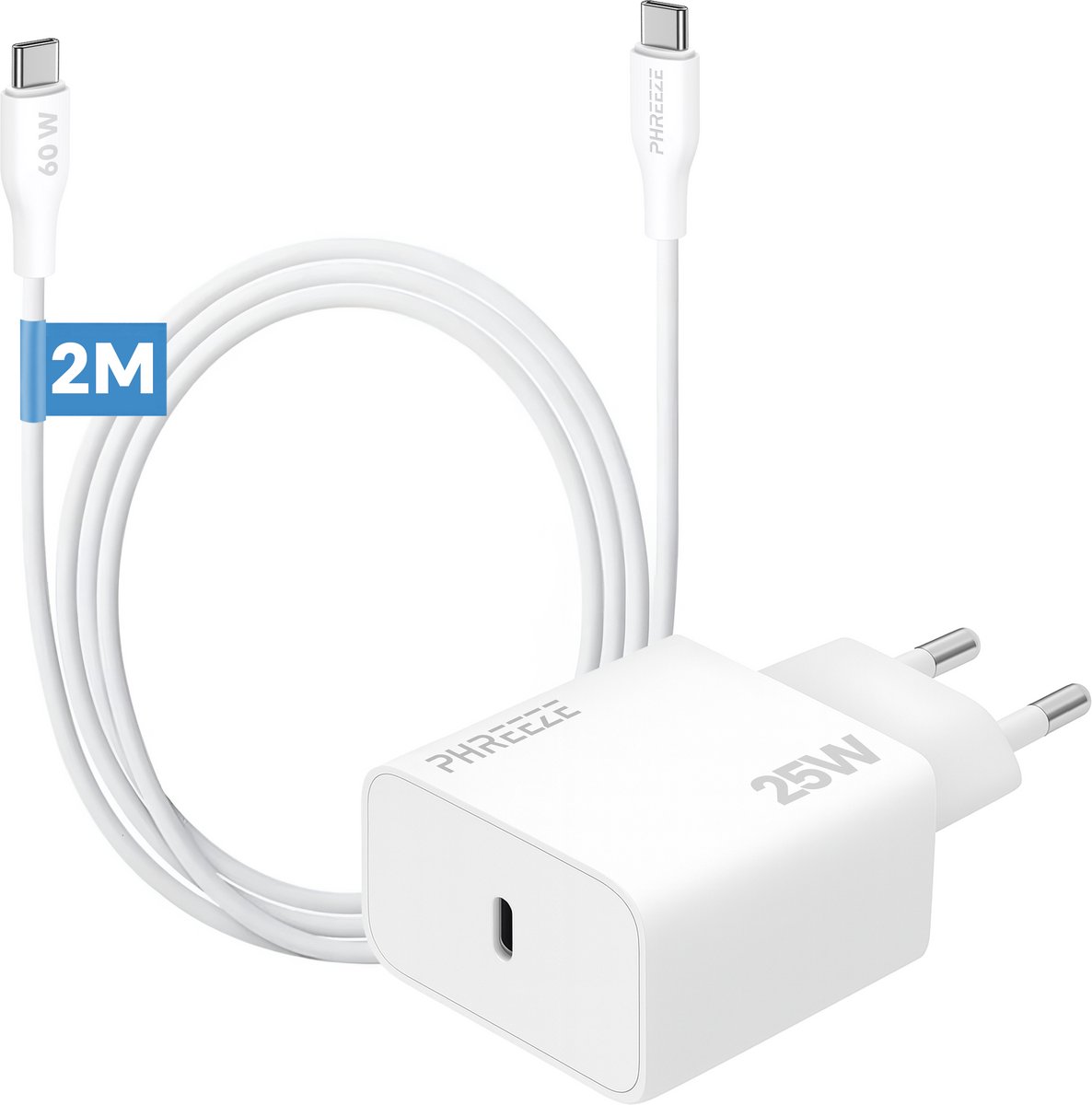 25w usb C adapter met usb C kabel 2 meter - Snellader voor A56 A55 A54 A53 S25 S24 S23 S22 S21 S20