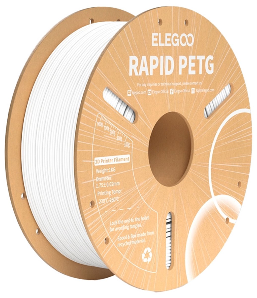 Elegoo Filament Rapid Petg Voor 3D-Printer Wit 1Kg Met Vertraging