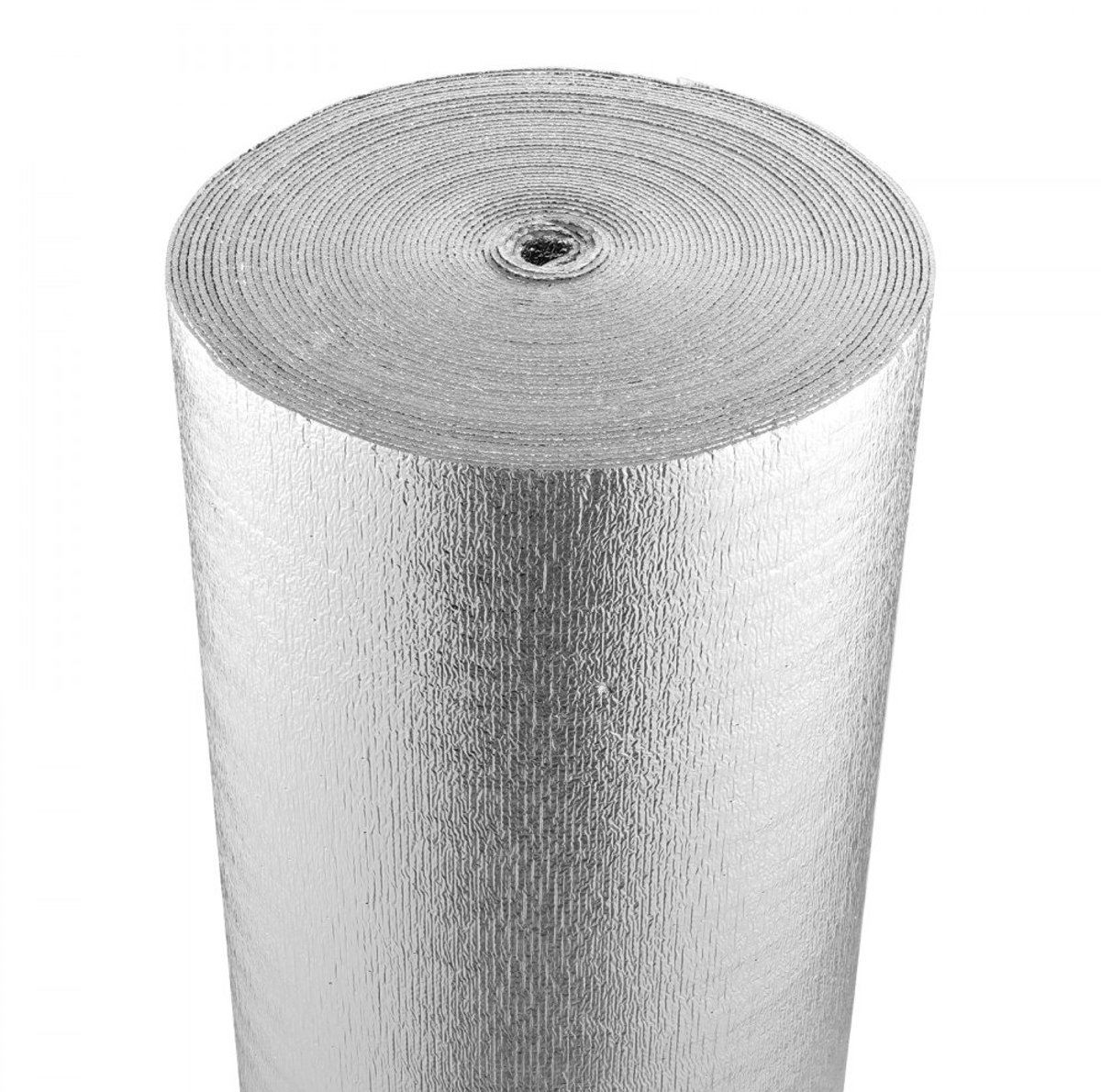 Isolatiefolie dubbel reflecterend - Stralingsbarrière rol - 122 cm x 76,2 m - Dikte 0,165 mm - Geweven aluminiumfolie + PE - Warmtereflectie voor ramen en camperdaken - Zilver