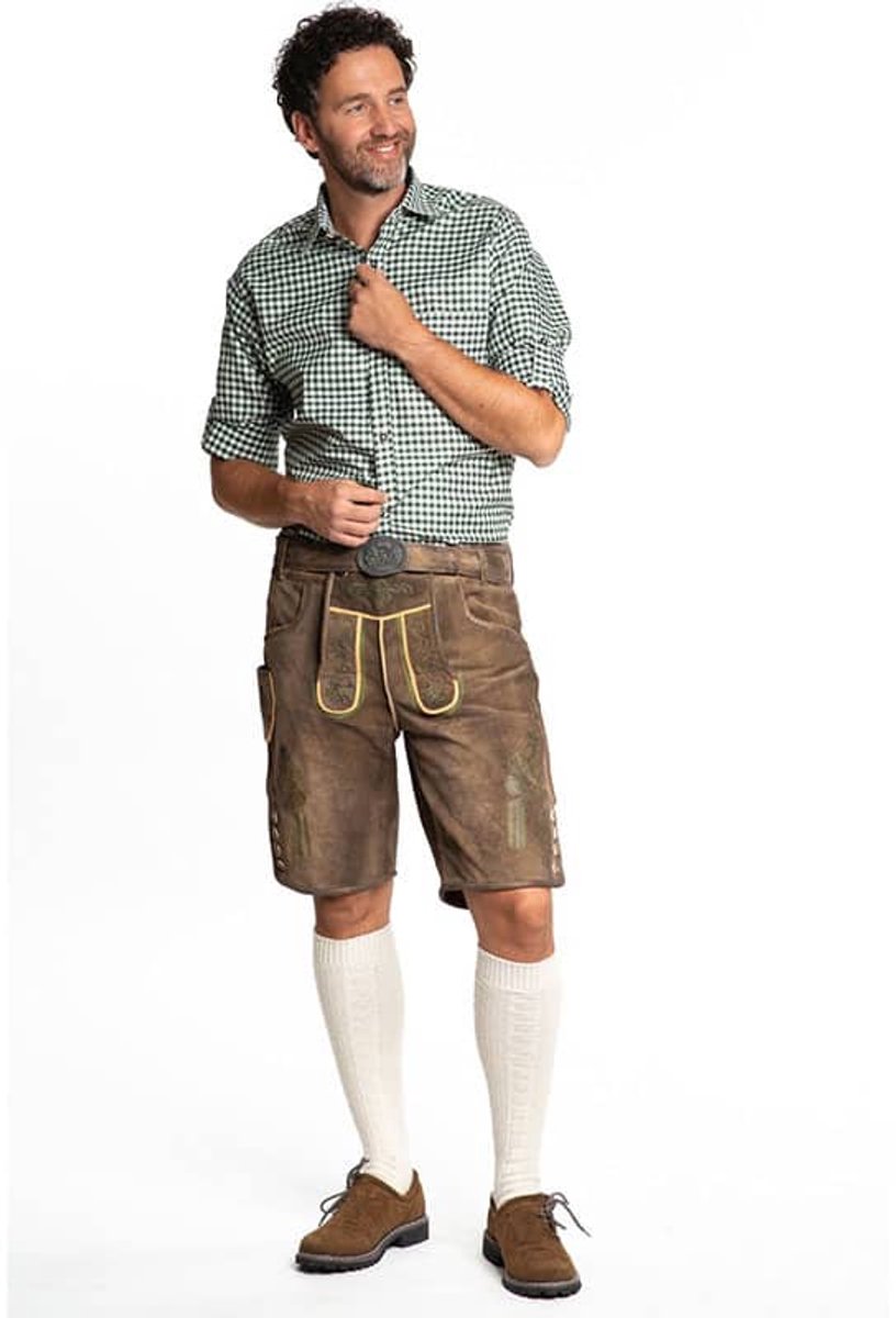 Tannhauser Korte Oktoberfest Lederhosen Man met Riem Zillertal 100% Echt Runderleer Oktoberfest Heren Carnavalskleding Heren - 100% Runderleer - Maat XL/54