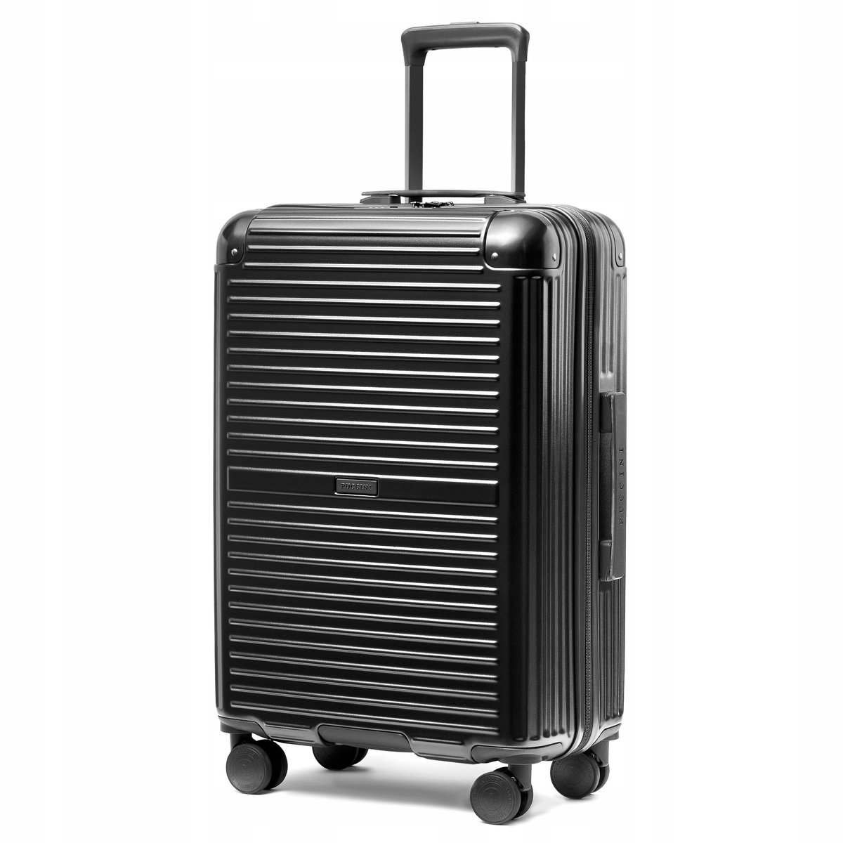 Puccini Dallas Middelgrote Koffer Zwart Polycarbonaat met ALU Hoeken
