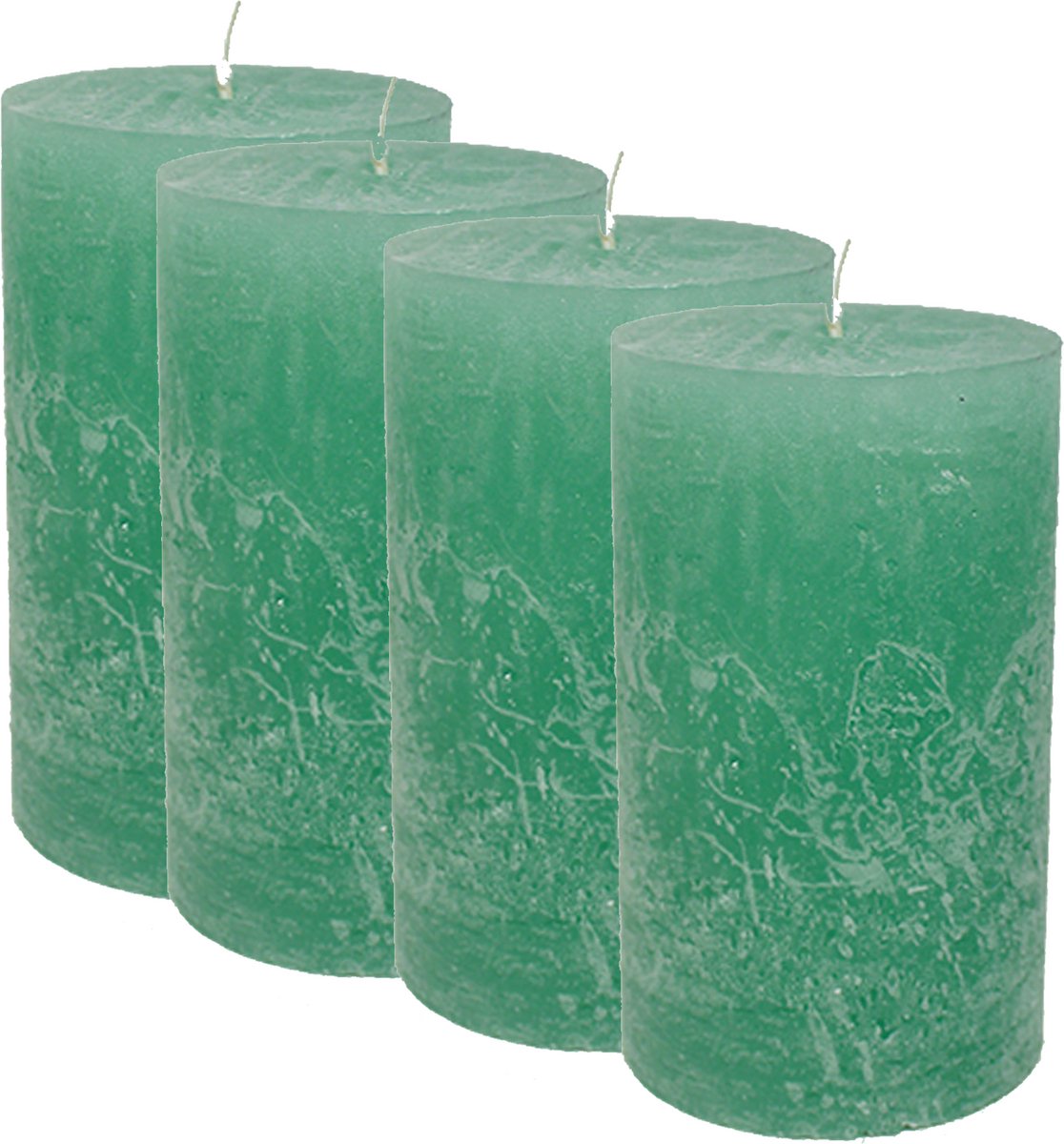 Candelo 4-delige set kaarsen Ambiente rustieke stompkaarsen – mint – grote kaars 12 cm – lange brandduur ca. 54 uur kerstkaarsen voor adventskrans