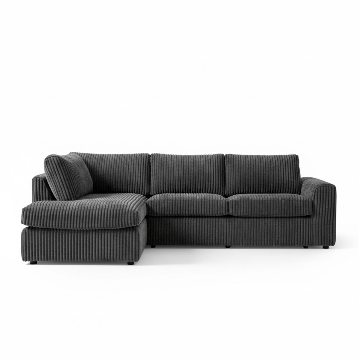 Mysofa Hoekbank Teddy - Antraciet Teddy - Links - 271x199x91cm