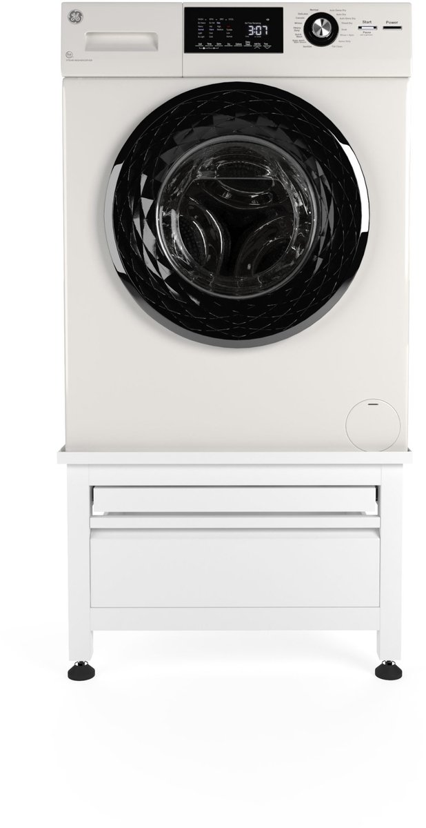 Wasophoogte® Wasmachine verhoger met lade en plateau - Wasmachine opbouwmeubel - Wasmachine sokkel - 42cm hoog - Wit - Universeel - 65*60,5 (LxB) - Inclusief wandbeugels thumbnail 8