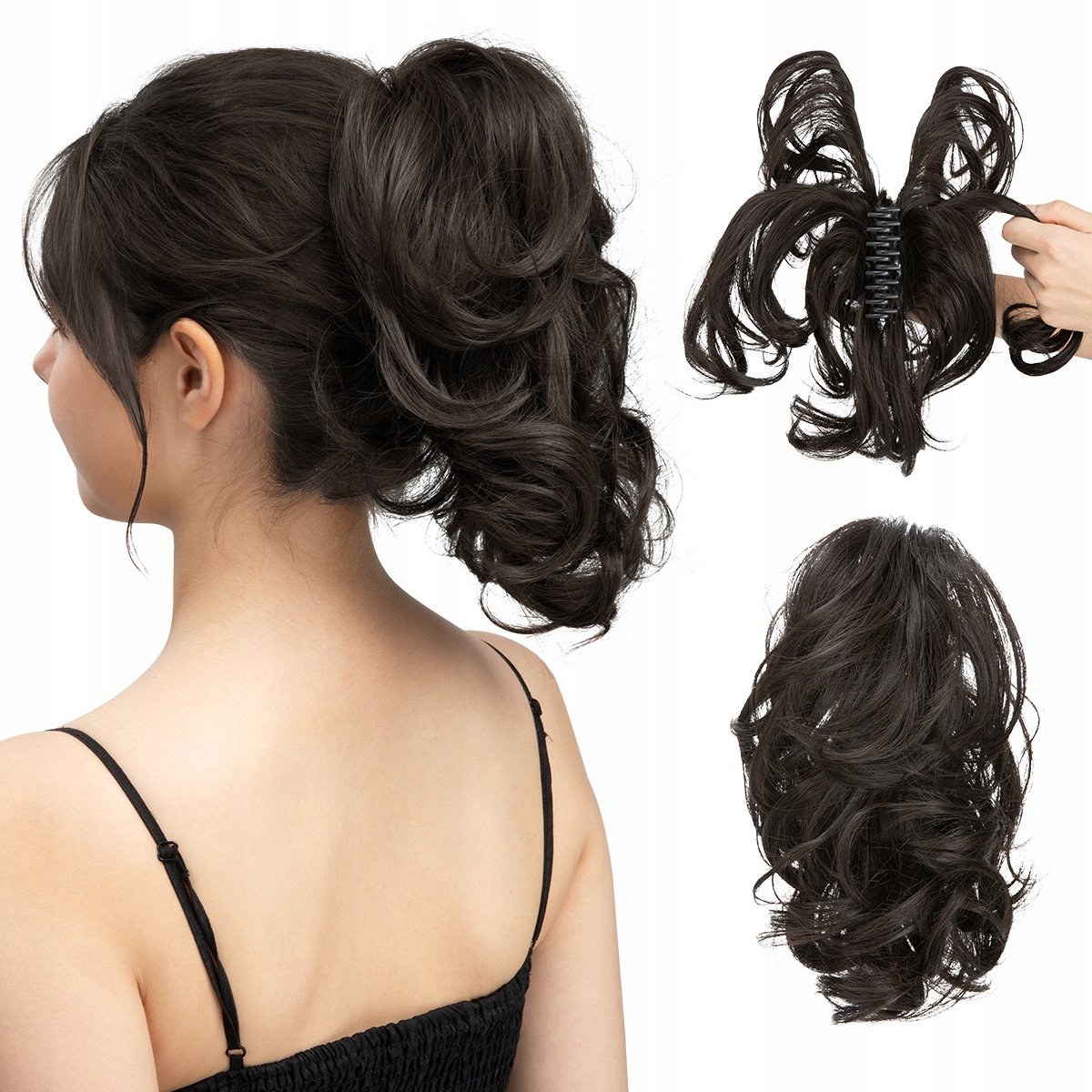 Korte Clip-in Paardenstaart Haarstuk - Synthetisch, Zwart
