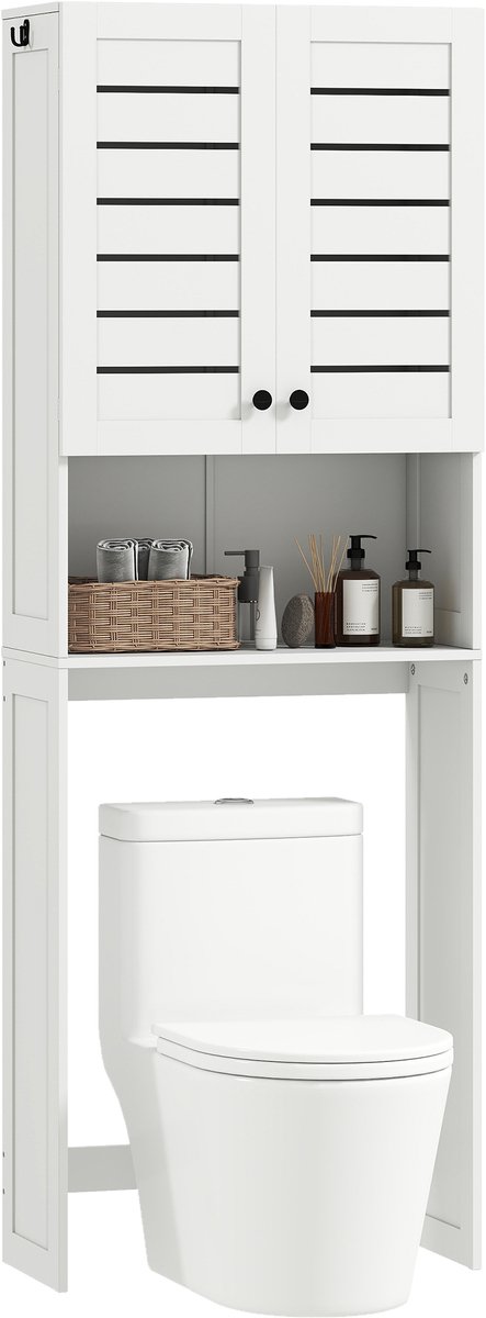 HOMCOM - Toiletkast boven het toilet - MDF - 67x31,5x190cm - Wit