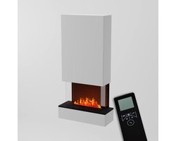 Elektrische Wandhaard HÖLDERLIN GLOW FIRE - 80x158x40 cm - Wit - GLOW FIRE – 3D Waterdamp - Medahomestore