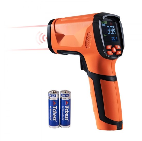 Infrarood Thermometer Met Laser – Meetbereik -50°C Tot 550°C – Precisie ±2°C – 12:1 Verhouding – Met LCD-verlichting – Celsius/Fahrenheit