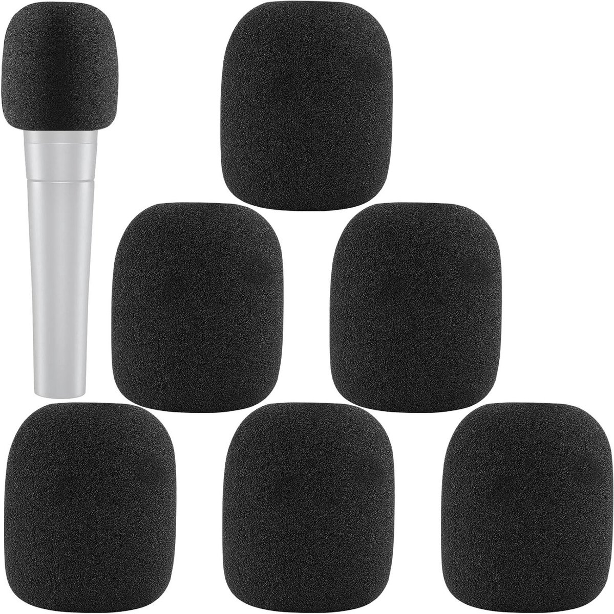 EGoods - Windscherm voor microfoon, ruisonderdrukking, popfilter, zwart, 6 stuks