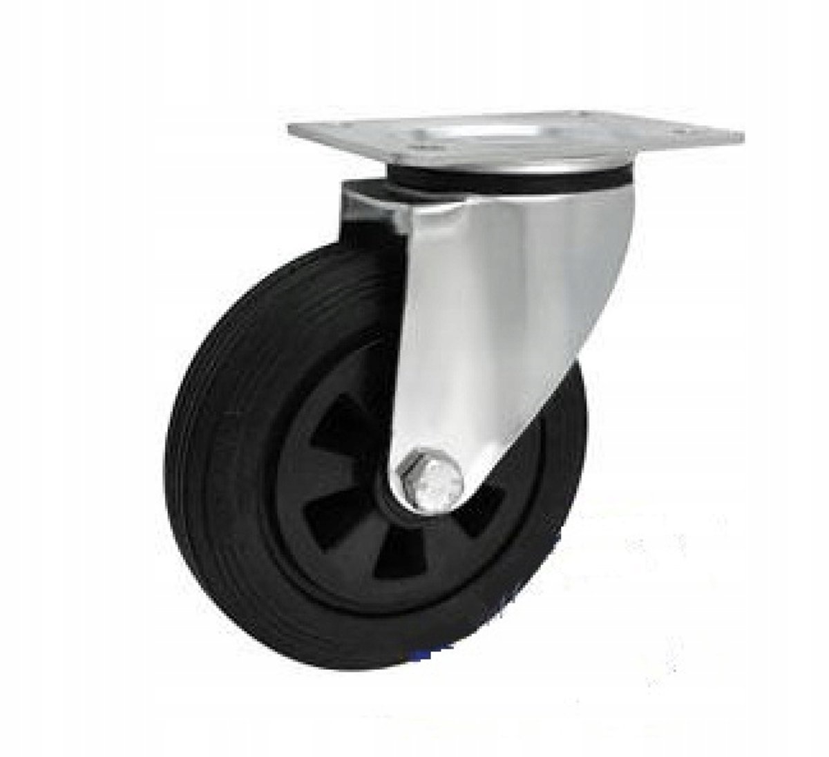 Zwenkbaar wiel met kunststof-rubber band, 160mm, 100kg draagvermogen