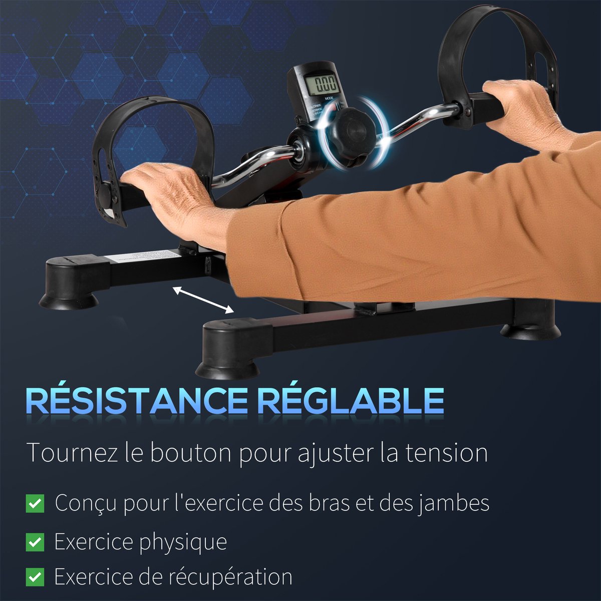 HOMCOM Mini Hometrainer - Staal - 43x40x34,5cm - Zwart - afbeelding 3