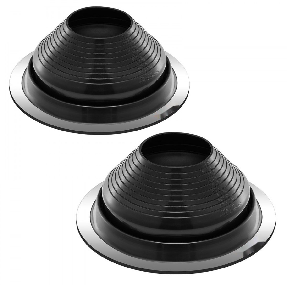 EPDM Dakdoorvoer Manchet - Set van 2 Buismoffen - Voor Buitendiameter 150–280 mm - Dakafdichtingsflens - Temperatuurbereik -55 tot 100 °C - Voor Schoorsteen, Houtkachel, Ventilatiebuis