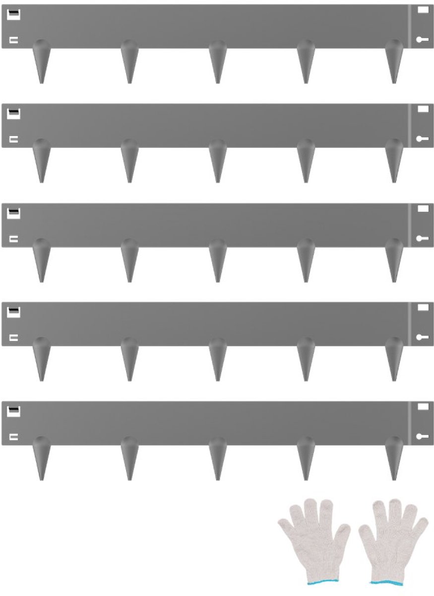 Gazonrand - Metalen borderrand set van 5 - Buigbaar - Afmeting 990 x 181 mm - Robuust - Eenvoudige montage - Voor bloemperken en paden - Donkergrijs