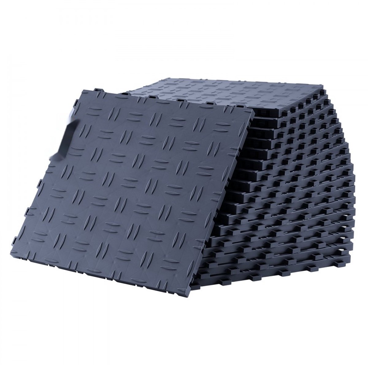 Garagevloertegels - Industriële Kliktegels - Set 25-Delig - Antislip - Dubbelzijdig Getextureerd - Tegelformaat 305 x 305 x 13,4 mm - Voor Garage, Kelder, Werkplaats - Grafietgrijs