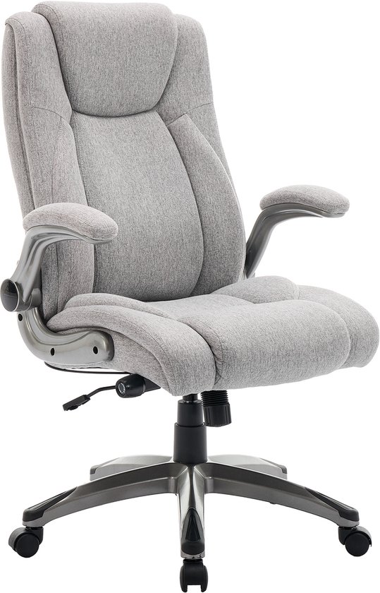 HOMCOM ergonomische bureaustoel directiestoel gestoffeerde rugleuning grijs 59,5 x 60,5 95-105 cm HOMCOM ergonomische bureaustoel directiestoel gestoffeerde rugleuning grijs 59,5 x 60,5 95-105 cm