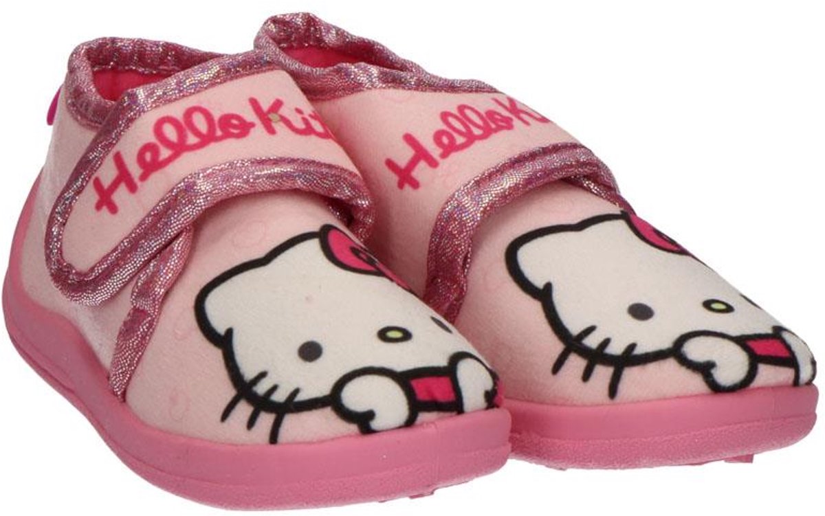 Hello Kitty Sloffen Roze – Meisjes – Zachte Pantoffels met Klittenbandsluiting – Antislip Zool – Officieel Sanrio