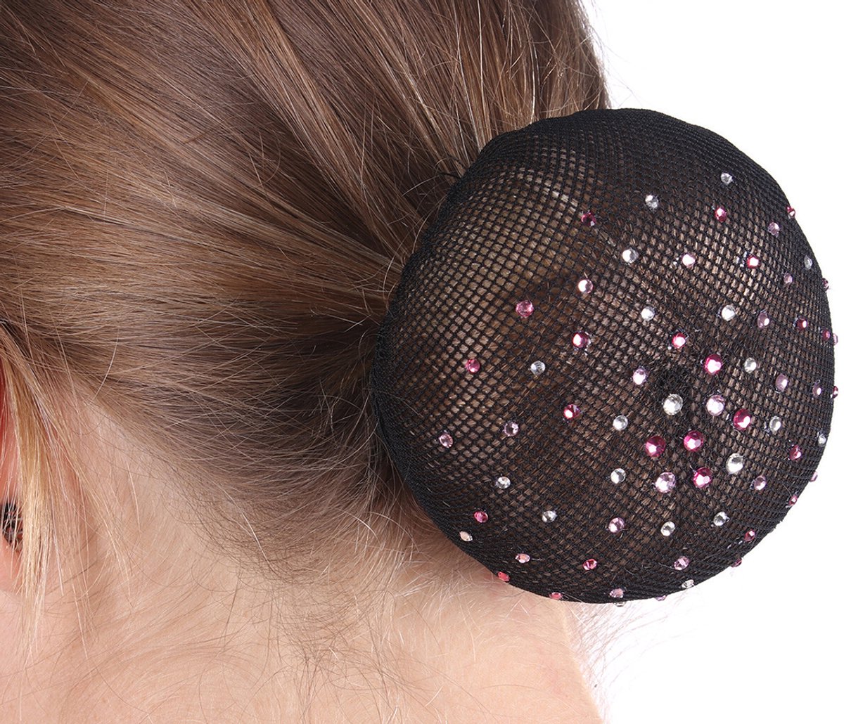 Qhp Haarnetje Qhp Rhinestone Zwart-roze