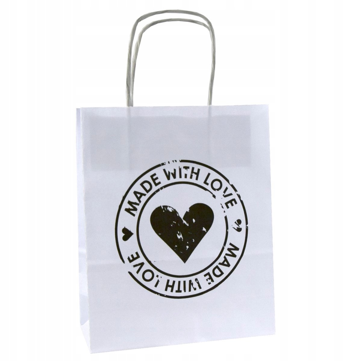 Papieren Cadeautas 'Made with Love' 18x8x22 cm - Handgemaakt