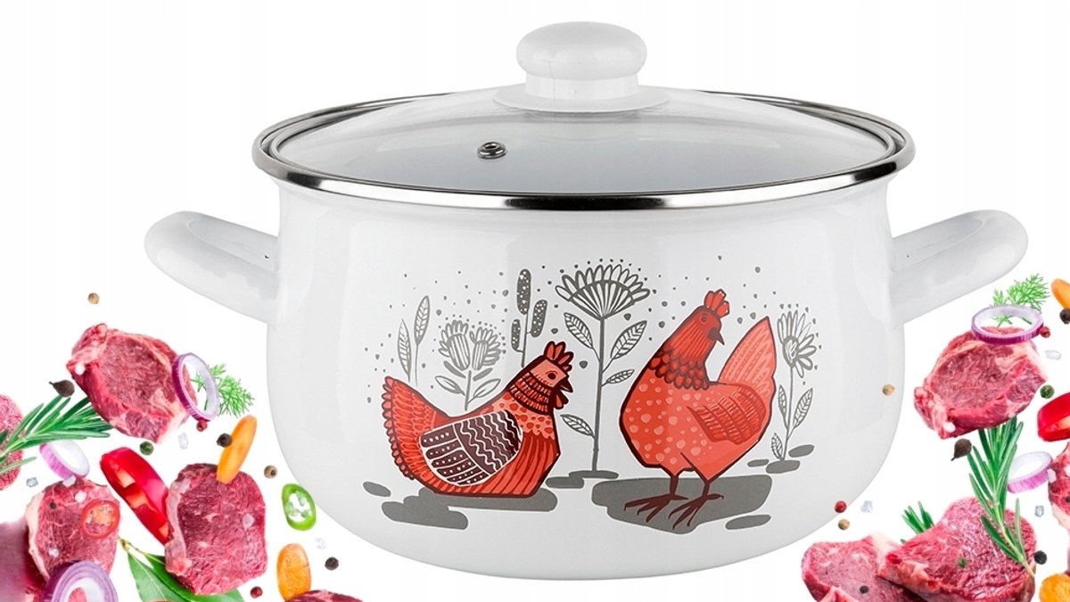Emmeren Kookpan Pleszew 18cm 2.9L met Kippenmotief - Voor Alle Foruizen
